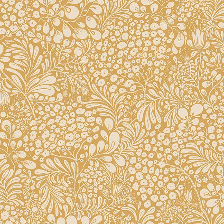 2932-65127 Siv Mustard Botanical Wallpaper