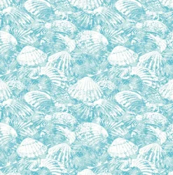 2904-25688 Surfside Aqua Shells Wallpaper