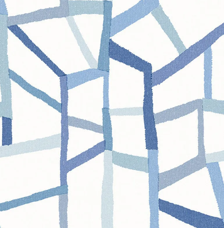 2903-25849 Tate Blue Geometric Linen Wallpaper