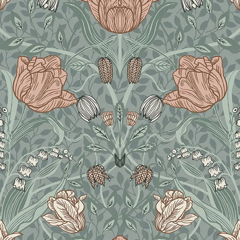 2948-33010 Tulipa Sage Floral Wallpaper
