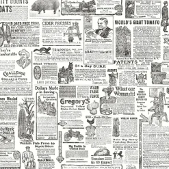 3119-13081 Underwood Black Vintage Newspaper Wallpaper