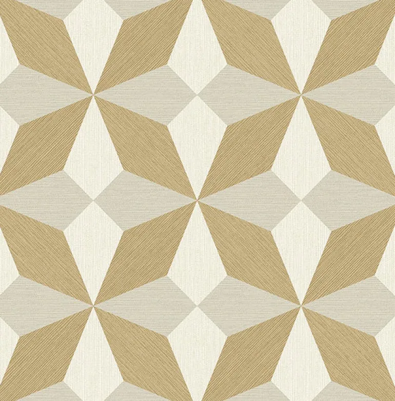 2908-25302 Valiant Beige Faux Grasscloth Geometric Wallpaper