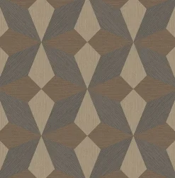2896-25303 Valiant Copper Faux Grasscloth Mosaic Wallpaper