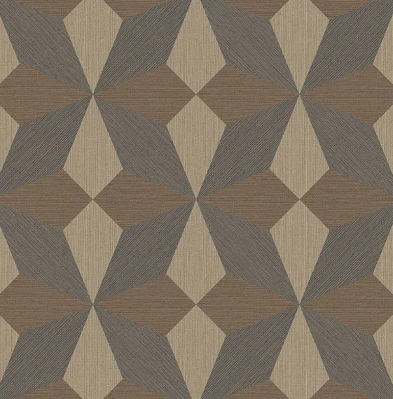 2896-25303 Valiant Copper Faux Grasscloth Mosaic Wallpaper