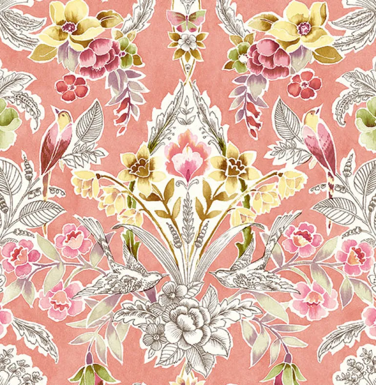2903-25861 Vera Pink Floral Damask Wallpaper