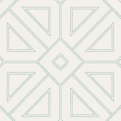 2973-87373 Voltaire Green Beaded Geometric Wallpaper