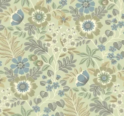 2970-87532 Voysey Green Floral Wallpaper