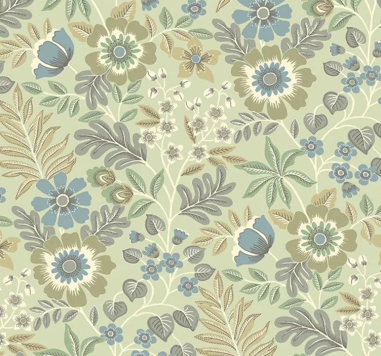 2970-87532 Voysey Green Floral Wallpaper