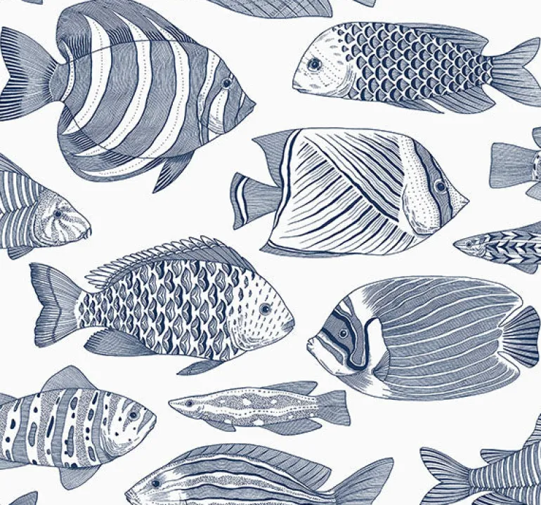 2927-80202 Wailea Indigo Tropical School Wallpaper