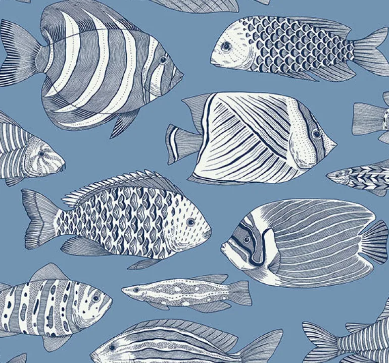 2927-80212 Wailea Sky Blue Tropical School Wallpaper
