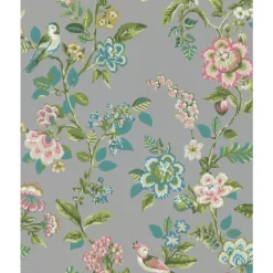 375065 Willem Taupe Painted Garden Wallpaper