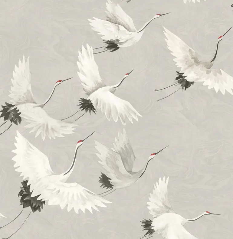 2764-24304 Windsong Grey Crane Wallpaper