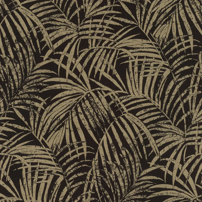 4035-832143 Yumi Black Palm Leaf Wallpaper