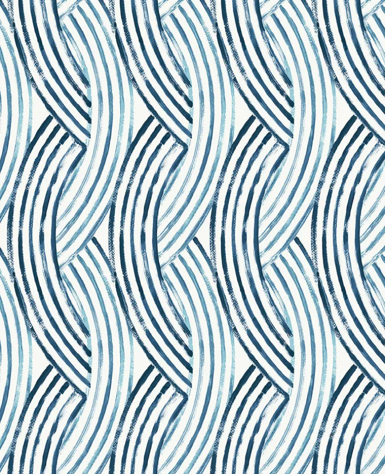 2969-26027 Zamora Blue Brushstrokes Wallpaper