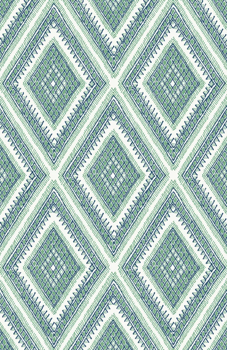 2969-26016 Zaya Green Tribal Diamonds Wallpaper