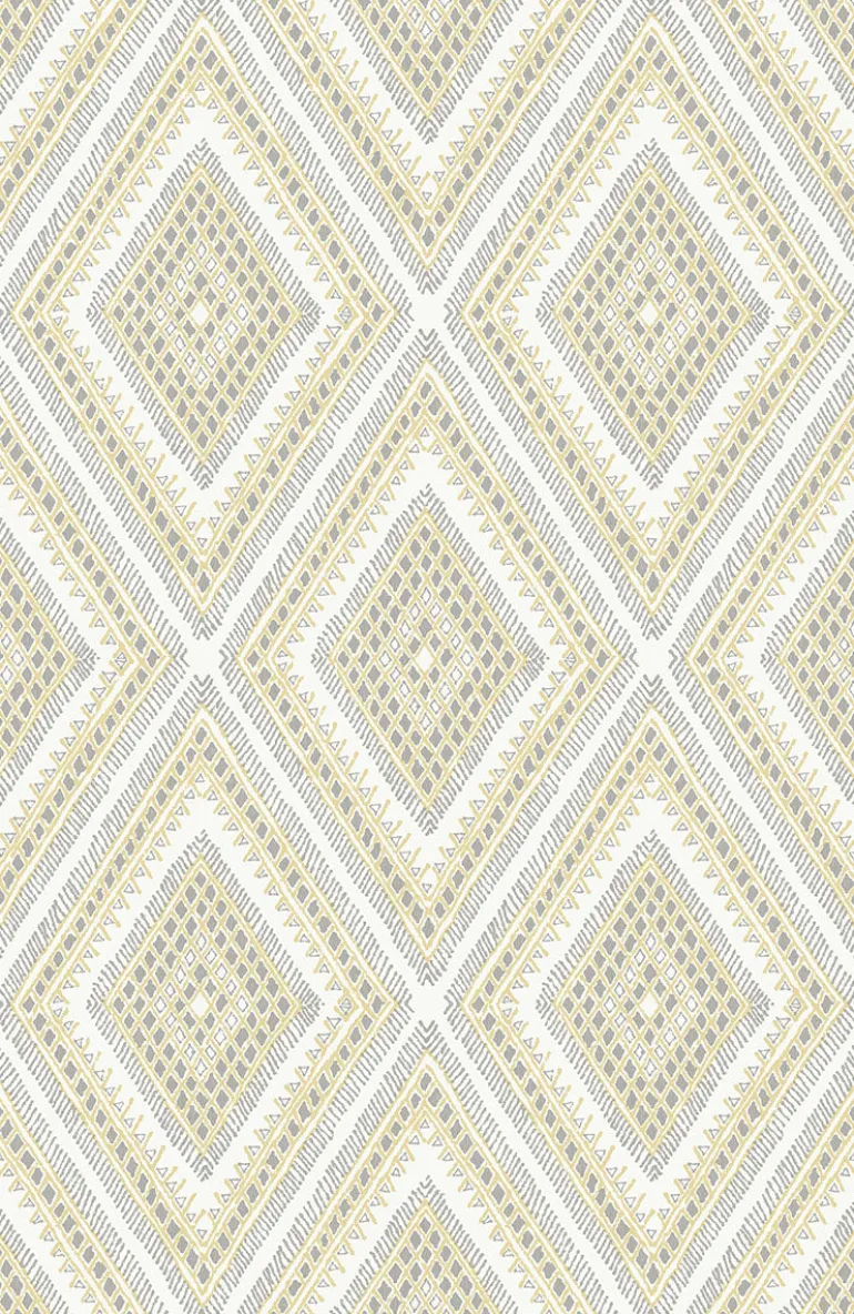 2969-26014 Zaya Light Yellow Tribal Diamonds Wallpaper