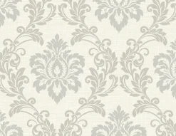 Adela Ivory Twill Damask Wallpaper