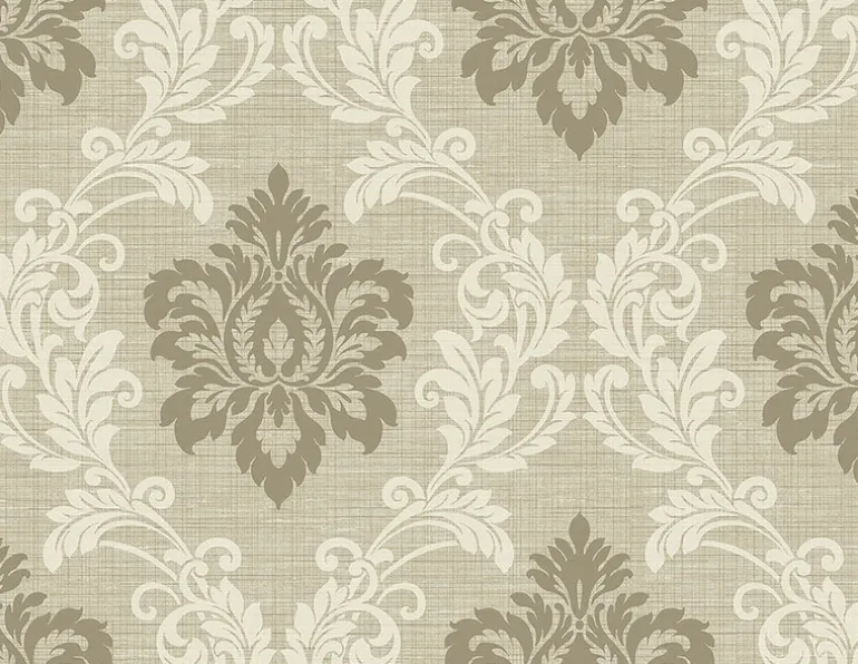 Adela Neutral Twill Damask Wallpaper