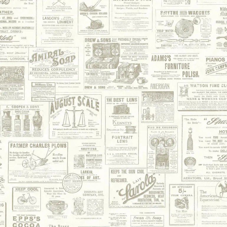 Alden Cream Newspaper Wallpaper