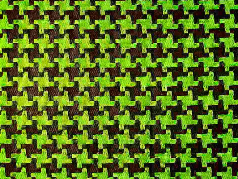 Big Houndstooth Chocolate Olive Laura Kiran Fabric