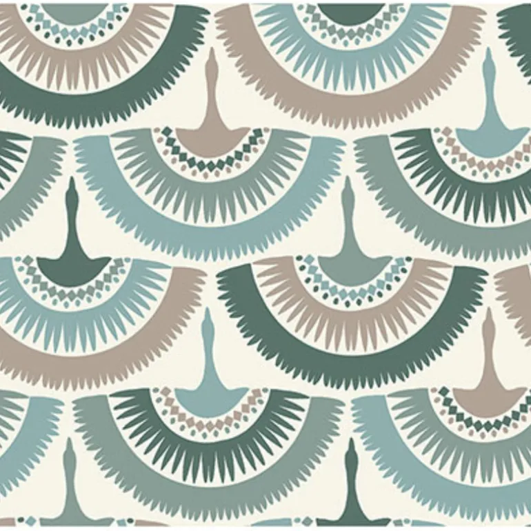 BO6644 Green Feather and Fringe Wallpaper