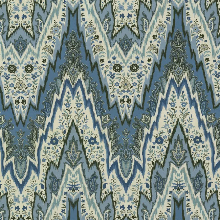 Bray Flamestitch 750691 Indigo Williamsburg PK Lifestyles Fabric