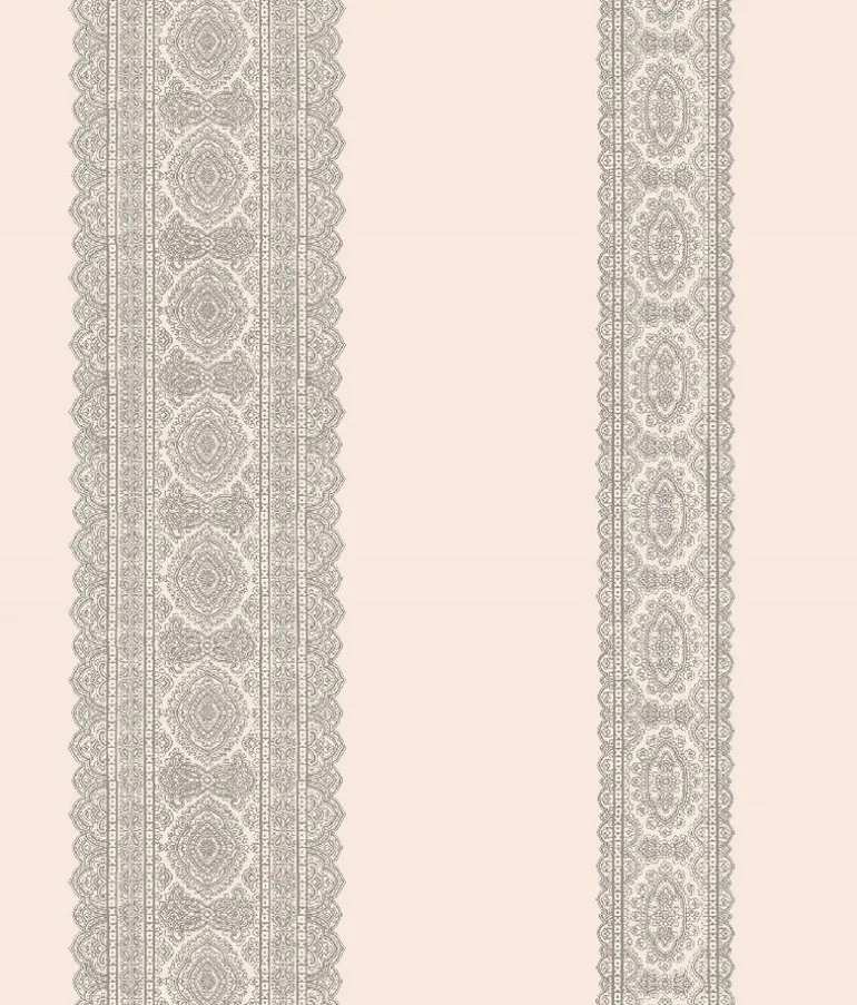 Brynn Grey Paisley Stripe Wallpaper