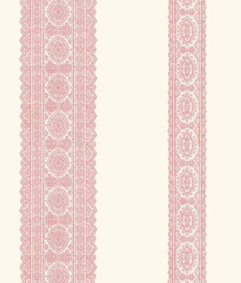 Brynn Pink Paisley Stripe Wallpaper