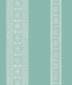 Brynn Turquoise Paisley Stripe Wallpaper