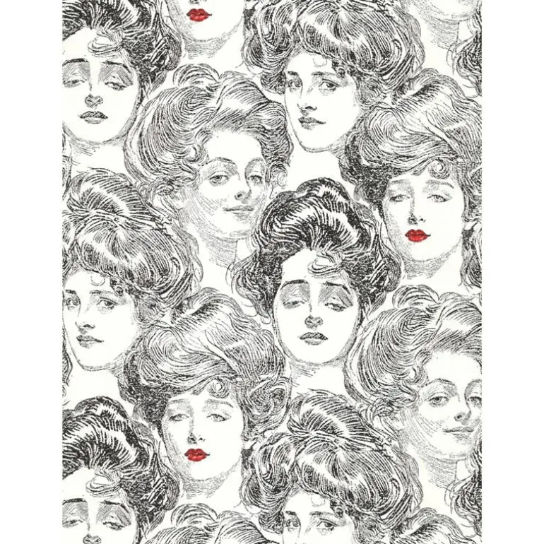 BV2419 SS2419 Pucker Up Butter Cup Black White Gibson Girl Toile Wallpaper