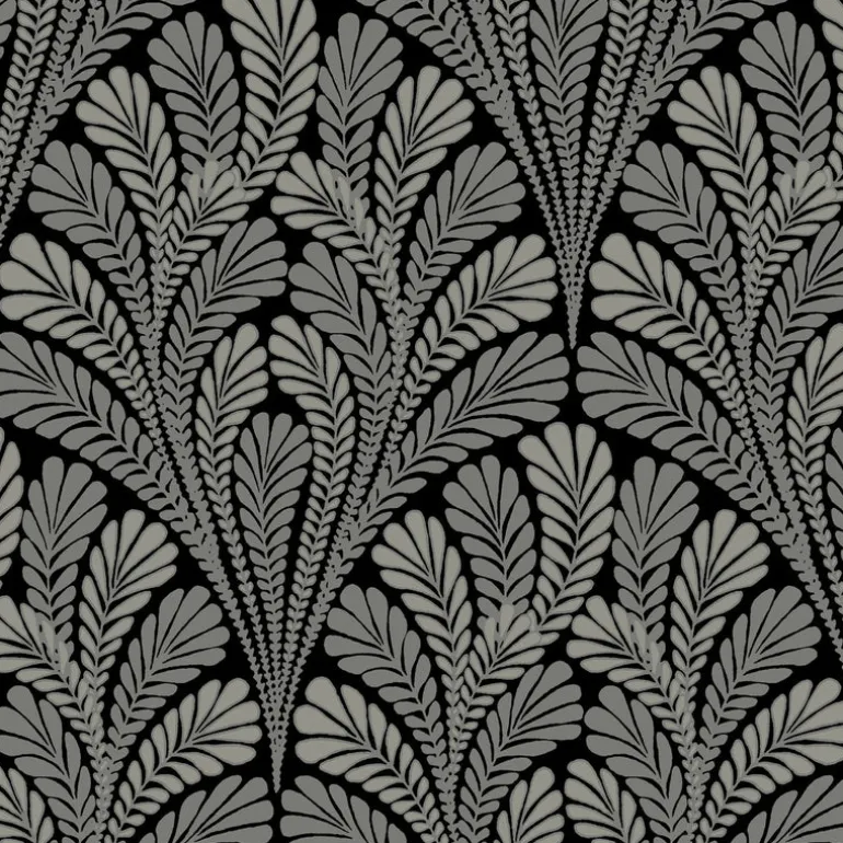 BW3951 Black Glint Shell Damask Wallpaper