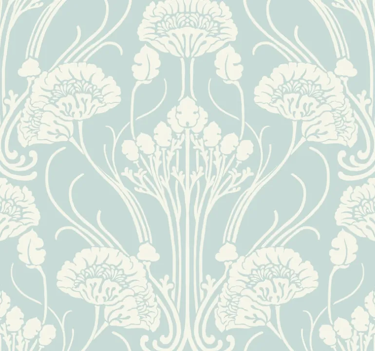 CA1569 Blues Nouveau Damask Wallpaper