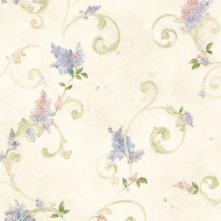 Celandine Cream Floral Scroll Wallpaper