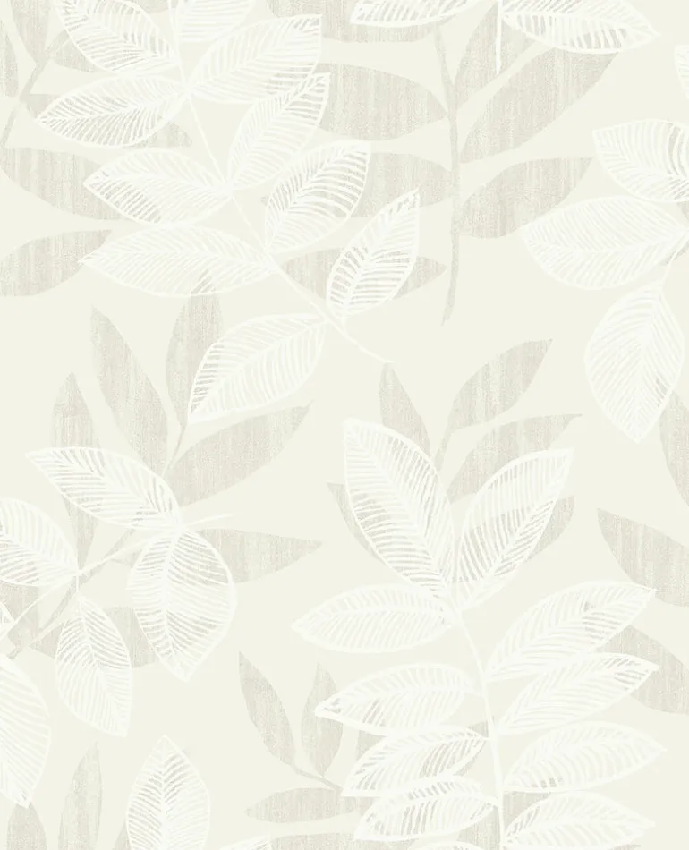 Chimera Champagne Flocked Leaf Wallpaper