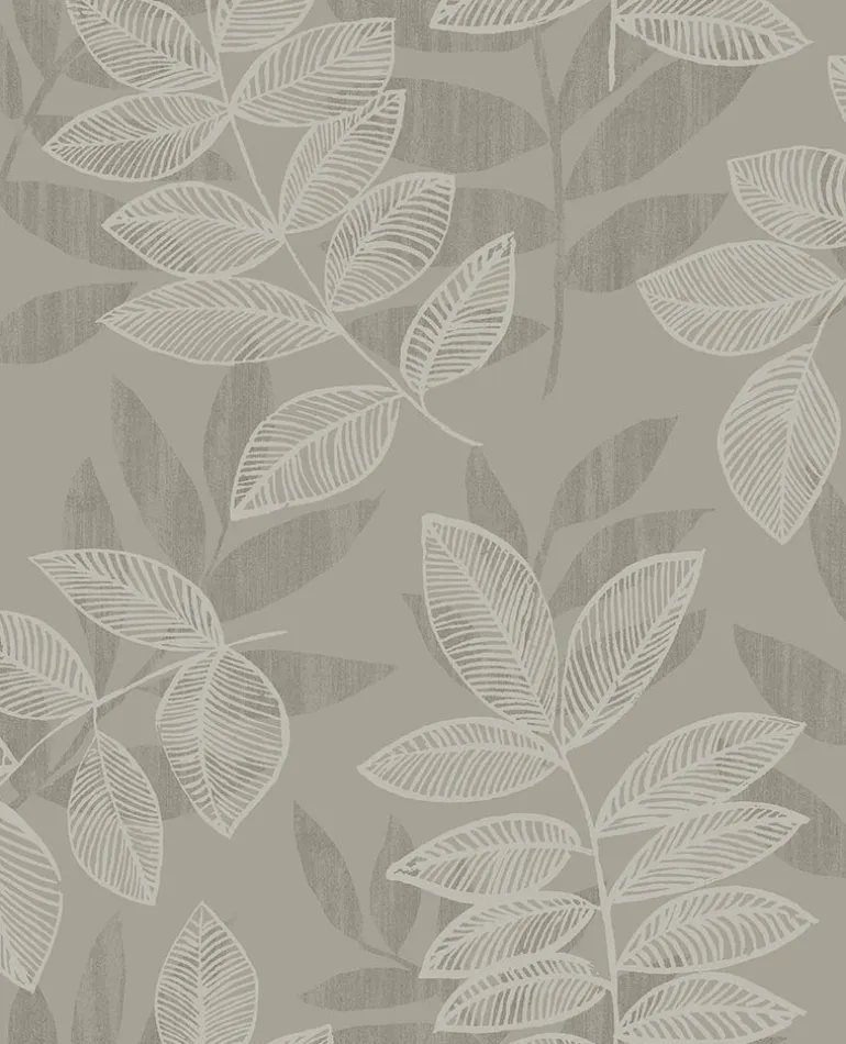 Chimera Platinum Flocked Leaf Wallpaper