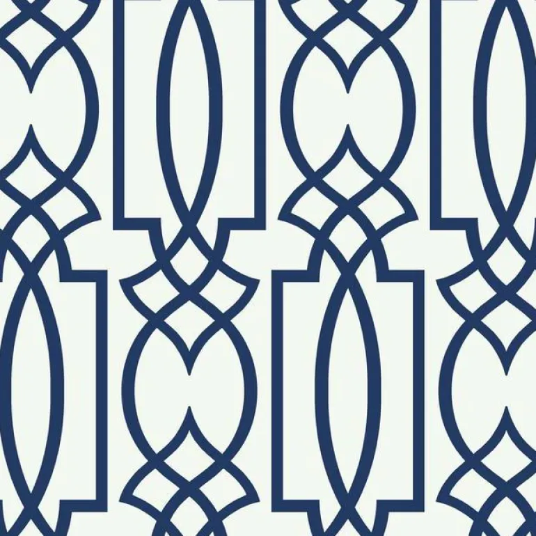 CM2383 Navy Blue on White Large Lattice Wallpaper