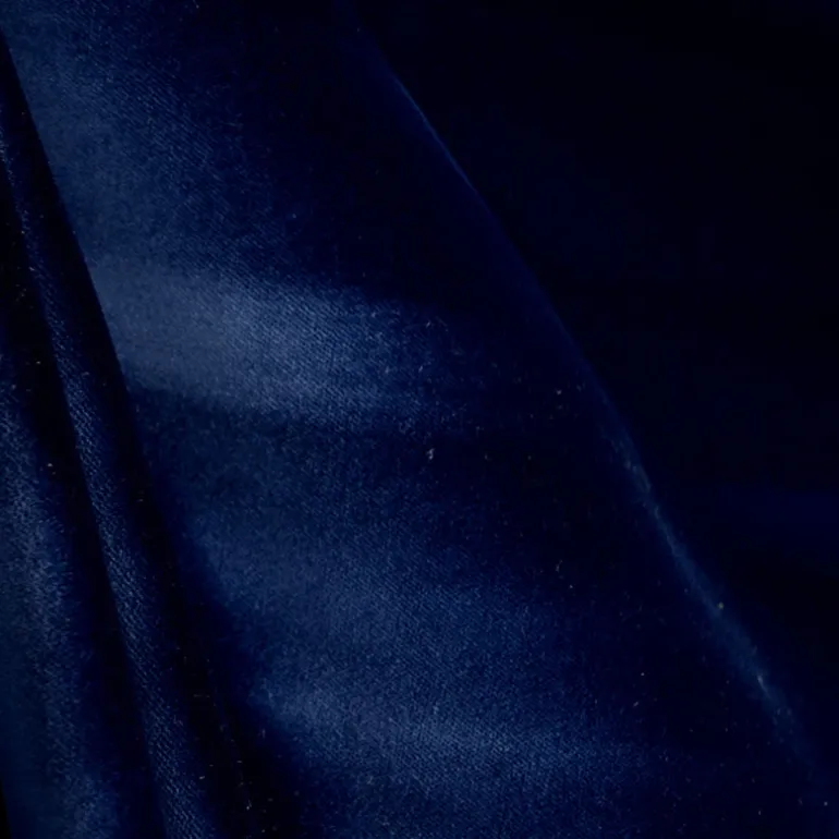 Como Indigo Dark Blue Solid Velvet Fabric