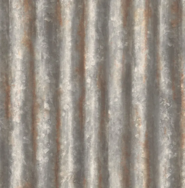 Corrugated Metal Charcoal Industrial Texture Wallpaper