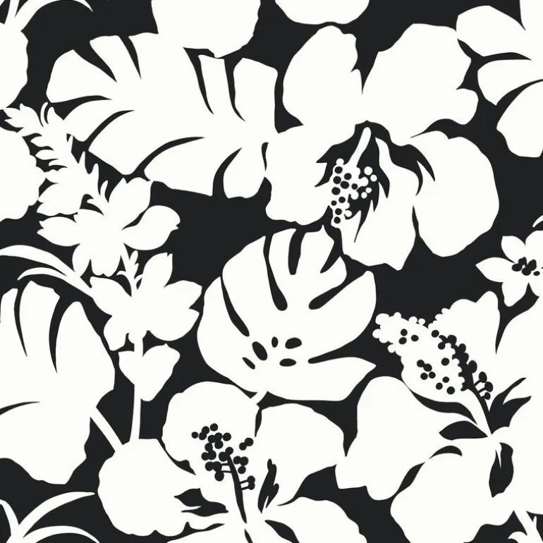 CV4442 Black Hibiscus Arboretum Wallpaper
