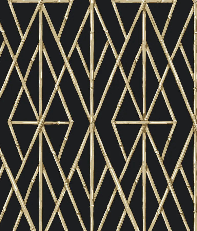 CV4448 Black Riviera Bamboo Trellis Wallpaper