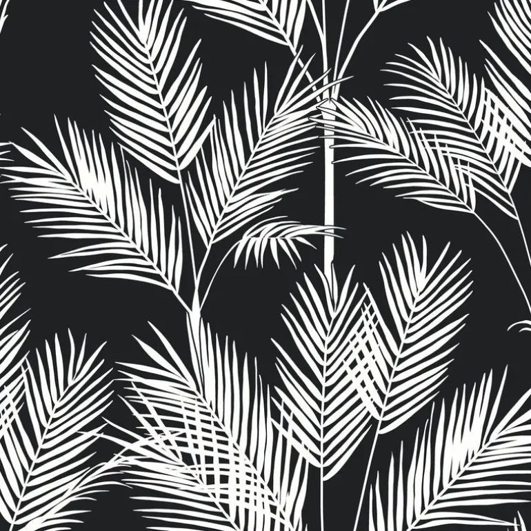 CV4409 Blue King Palm Silhouette Wallpaper