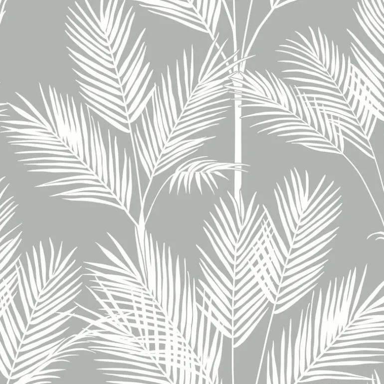 CV4412 Gray King Palm Silhouette Wallpaper