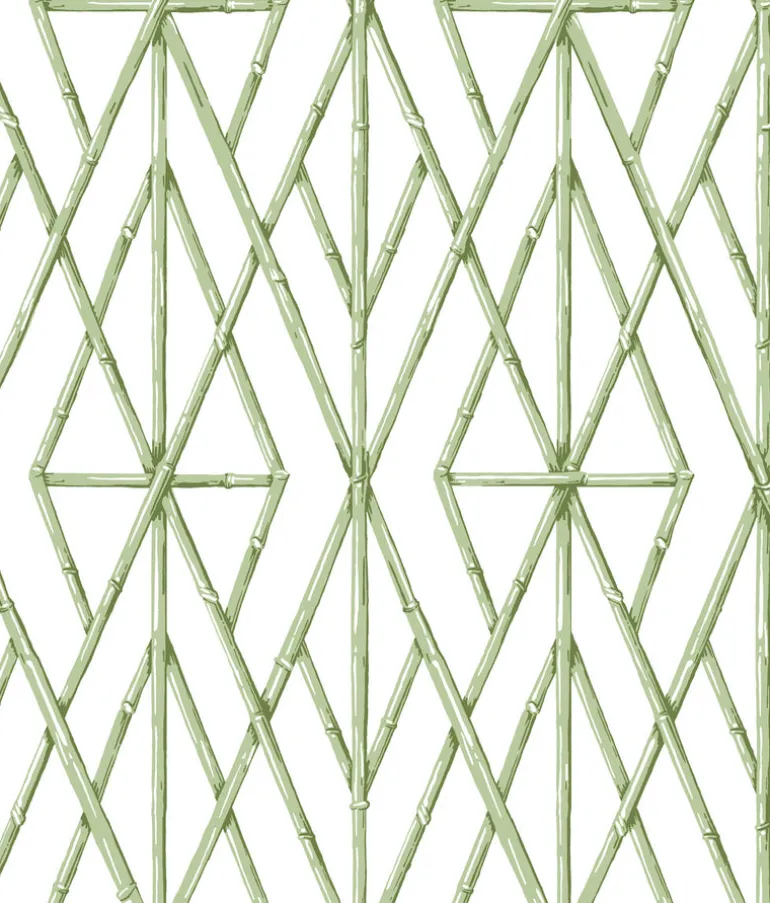 CV4451 Green Riviera Bamboo Trellis Wallpaper