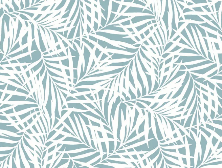 CV4435 Light Blue White Oahu Fronds Wallpaper