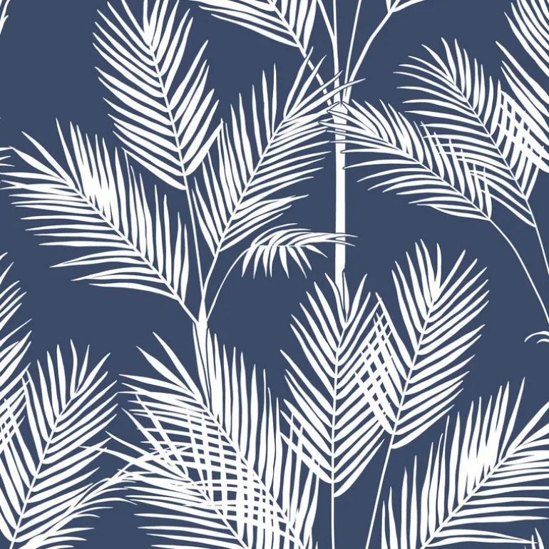 CV4410 Navy King Palm Silhouette Wallpaper