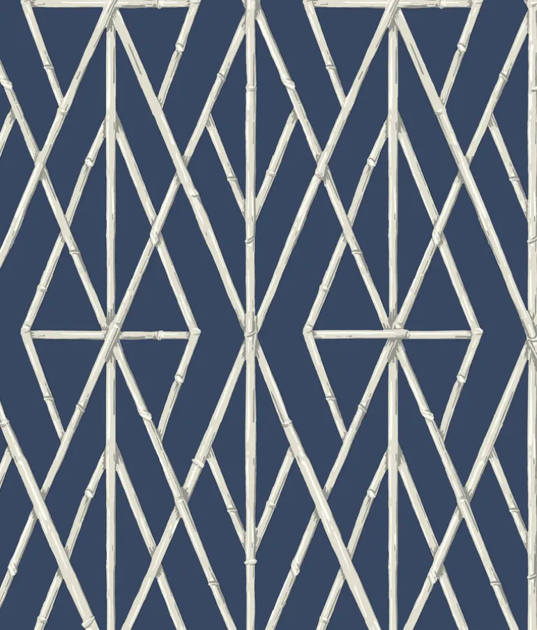 CV4449 Navy Riviera Bamboo Trellis Wallpaper