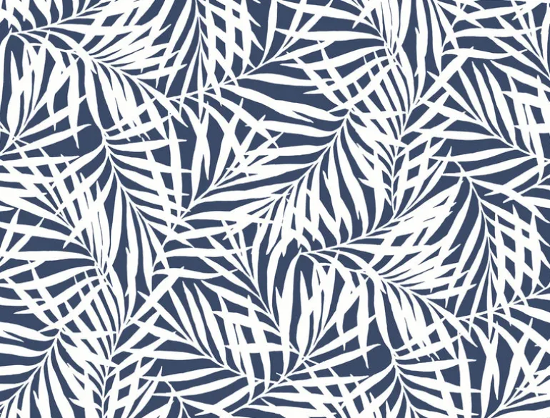 CV4432 Navy White Oahu Fronds Wallpaper