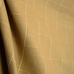 D2954 Copley Square Caramel Light Brown Beige Herringbone Weave Cream Check Fabric
