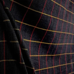 D2524 Frazier Charcoal Black Red Beige Plaid Fabric