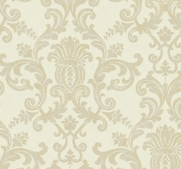 DC1351 Beige Book Silk Damask Floral Wallpaper
